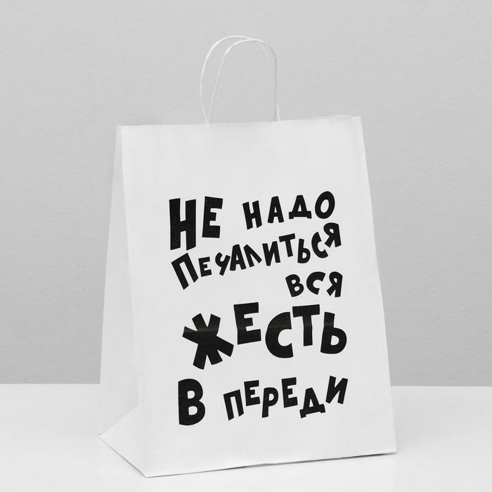 3397 Пакет подарочный с приколами, крафт «Не надо печалиться», белый, 24 х 10,5 х 32 см